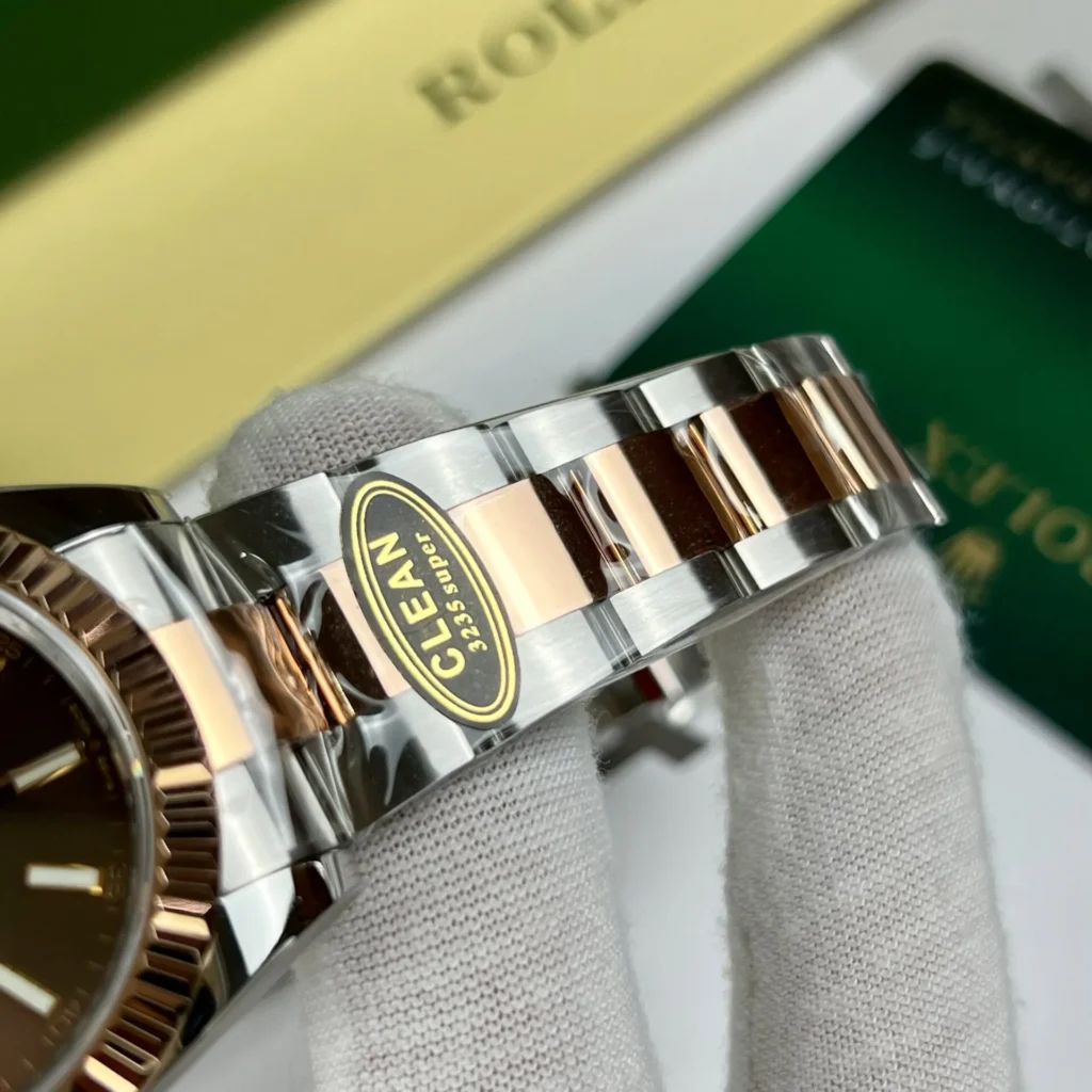 Super Clone Rolex Datejust Chocolate Dial 126331 Oyster 41 mm — on leather display