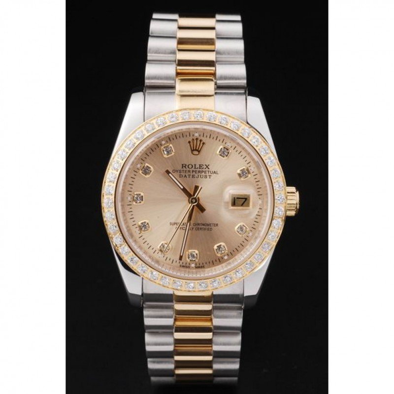 Super Clone Rolex Datejust Gold Dial SRL40 36 mm — dial close-up