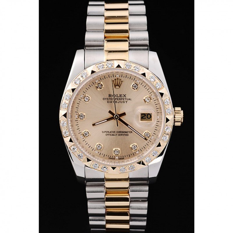 Super Clone Rolex Datejust Gold Dial SRL41 36 mm — dial close-up