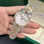 Super Clone Rolex Datejust Mother of Pearl Diamond Dial 126283RBR-0009 36 mm — case and bezel