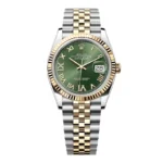 Super Clone Rolex Datejust Olive Green Roman Diamond Dial 126233-0025 36 mm