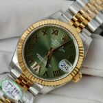Super Clone Rolex Datejust Olive Green Roman Diamond Dial 126233-0025 36 mm — side profile