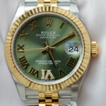 Super Clone Rolex Datejust Olive Green Roman Diamond Dial 126233-0025 36 mm — clasp and links