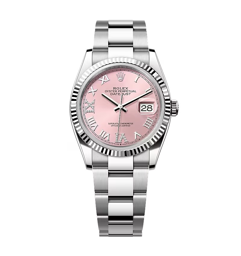 Super Clone Rolex Datejust Pink Roman Dial 126234-0032 36 mm
