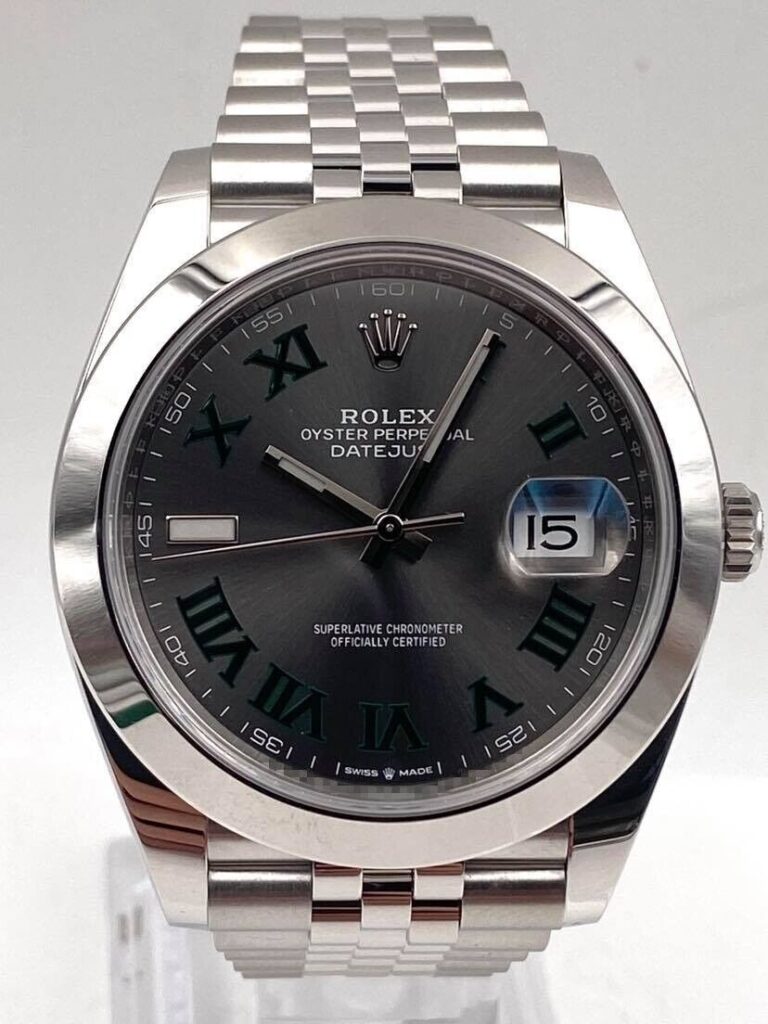 Super Clone Rolex Datejust Rhodium Dial 126300 “Wimbledon” Jubilee 41 mm — dial close-up
