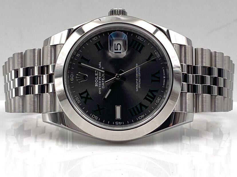 Super Clone Rolex Datejust Rhodium Dial 126300 “Wimbledon” Jubilee 41 mm — case and bezel