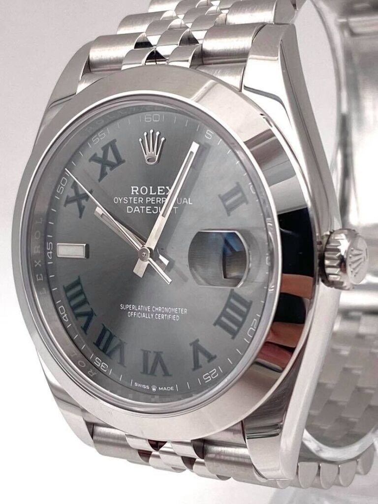 Super Clone Rolex Datejust Rhodium Dial 126300 “Wimbledon” Jubilee 41 mm — side profile