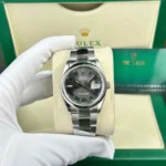 Super Clone Rolex Datejust Rhodium Dial 126300 “Wimbledon” Oyster 41 mm — dial close-up