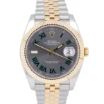 Super Clone Rolex Datejust Rhodium Dial 126333 “Wimbledon” Flutted/Jubilee 41 mm — dial close-up