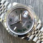 Super Clone Rolex Datejust Rhodium Dial 126334 “Wimbledon” Flutted/Jubilee 41 mm — case and bezel