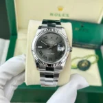 Super Clone Rolex Datejust Rhodium Dial 126334 “Wimbledon” Flutted/Oyster 41 mm — dial close-up