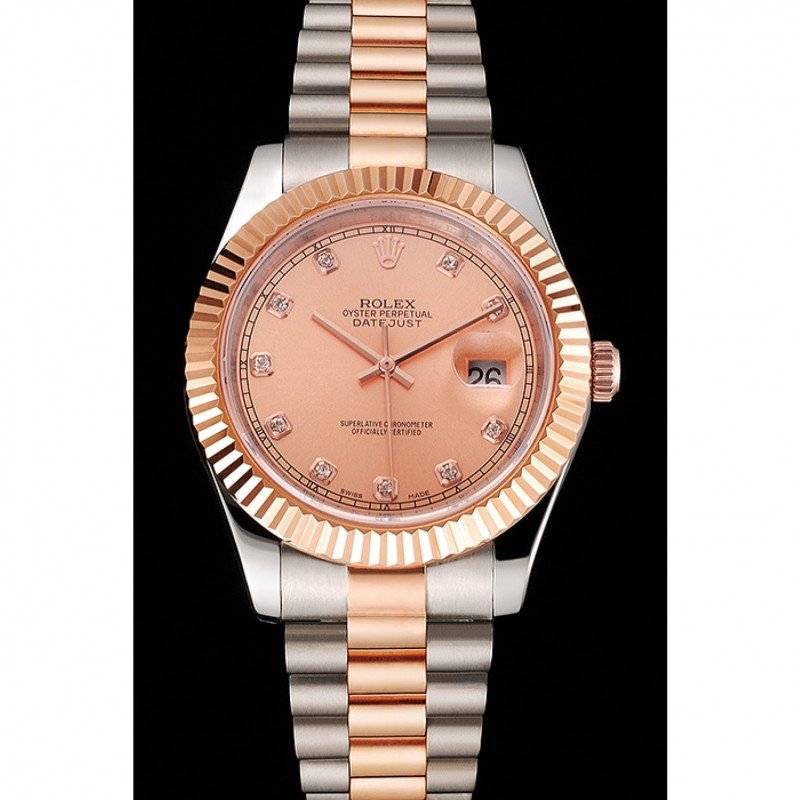 Super Clone Rolex Datejust Rose-Gold Dial REP016816 41 mm — dial close-up