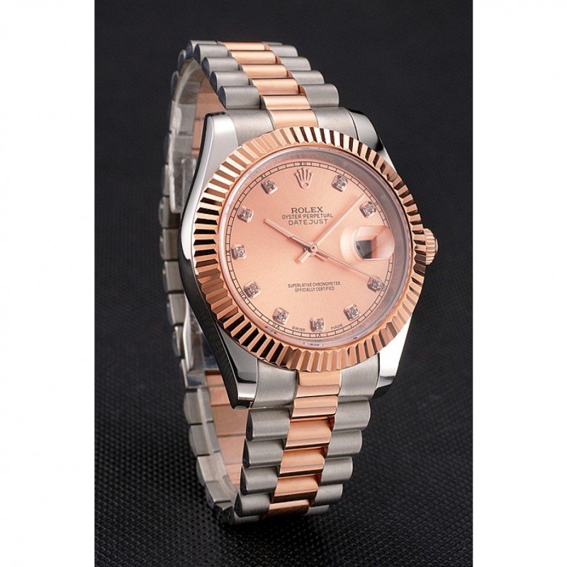 Super Clone Rolex Datejust Rose-Gold Dial REP016816 41 mm — case and bezel