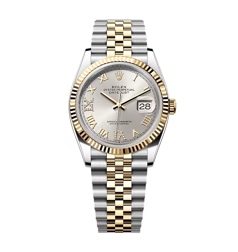 Super Clone Rolex Datejust Silver Roman Diamond Dial 126233-0031 36 mm