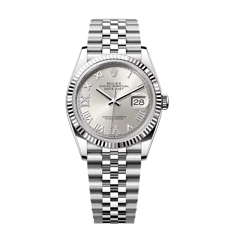 Super Clone Rolex Datejust Silver Roman Diamond Dial 126234-0029 36 mm