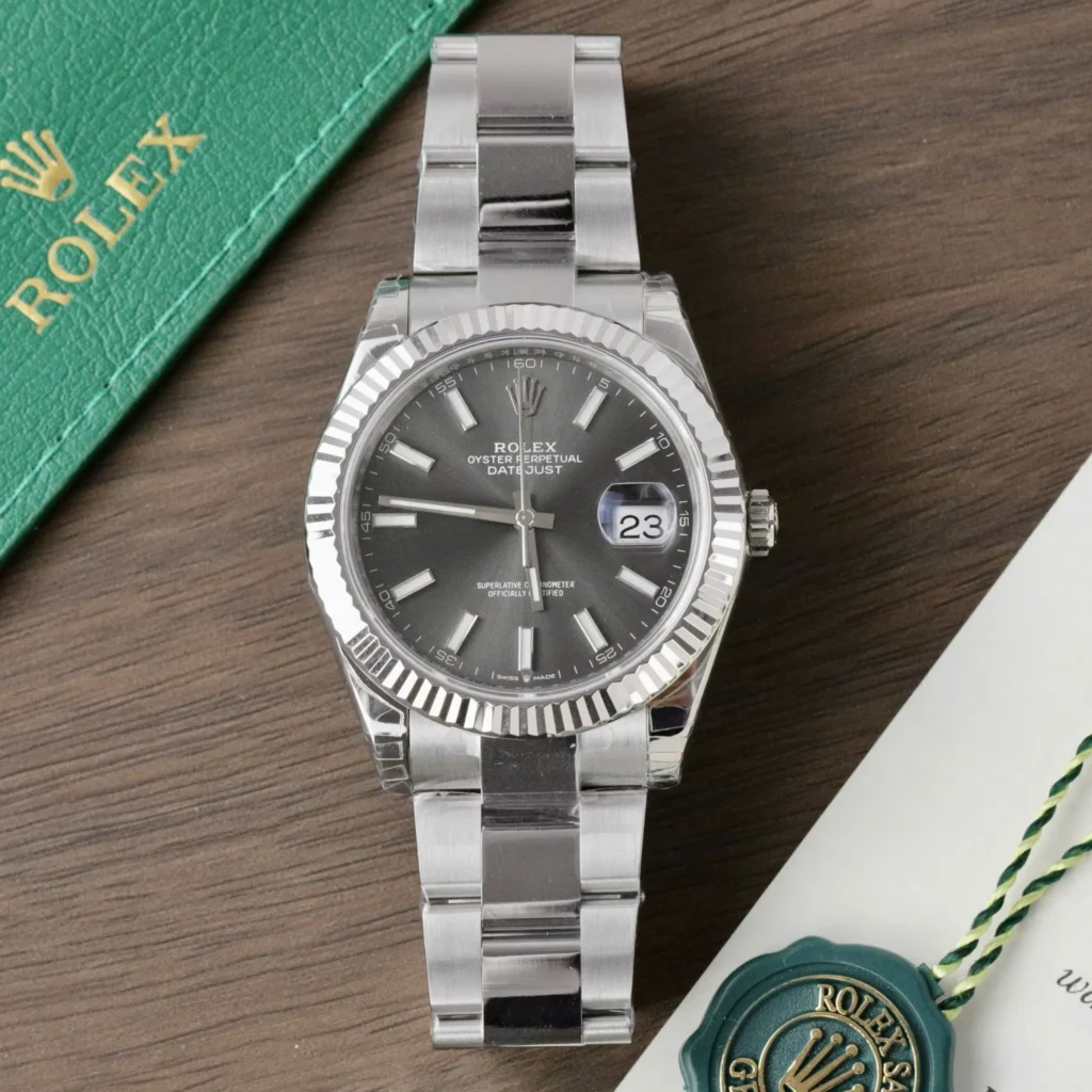 Super Clone Rolex Datejust Slate Dial 126334-0013 41 mm — dial close-up