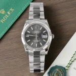Super Clone Rolex Datejust Slate Dial 126334-0013 41 mm — dial close-up
