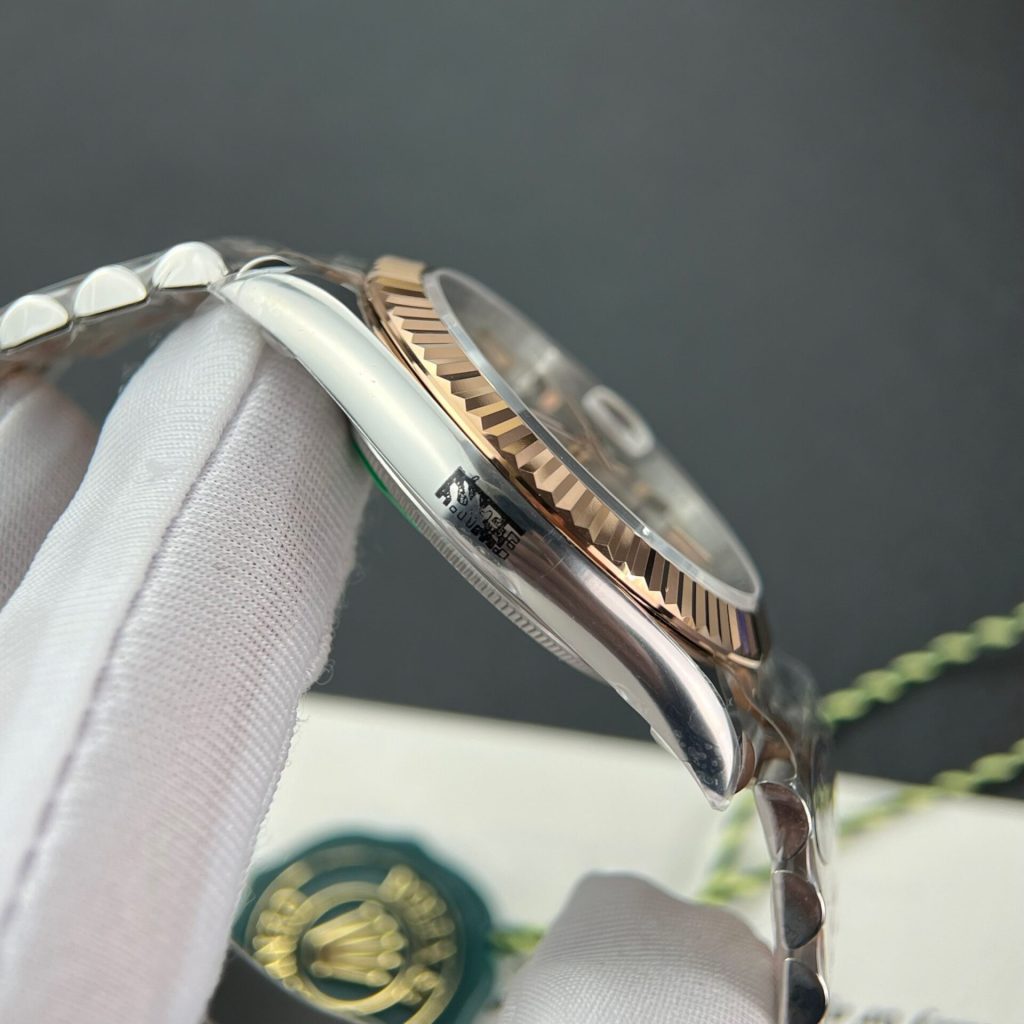 Super Clone Rolex Datejust White Dial 126231-0017 36 mm — on leather display