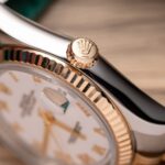 Super Clone Rolex Datejust White Roman Dial 126231-0015 36 mm — on leather display