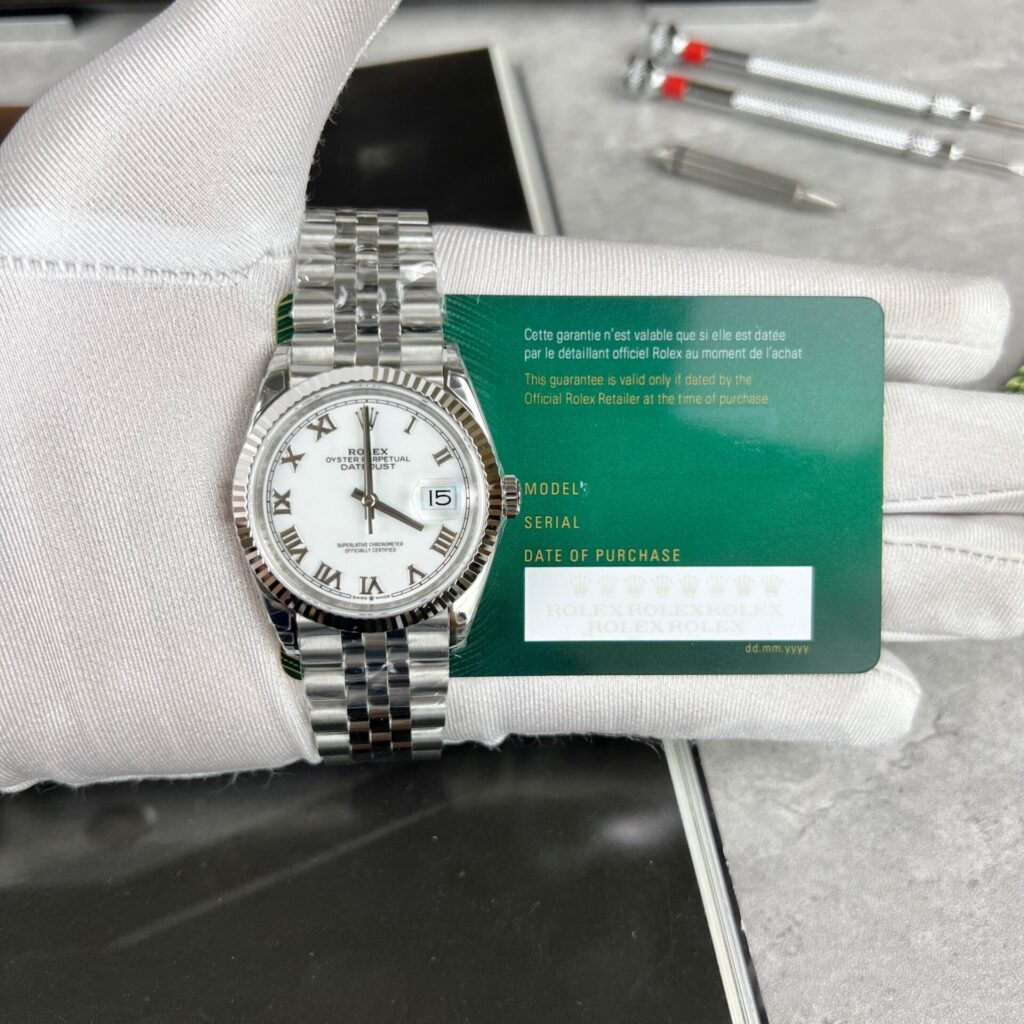 Super Clone Rolex Datejust White Roman Dial 126334-0024 41 mm — dial close-up