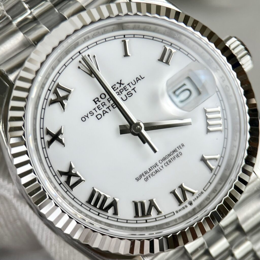 Super Clone Rolex Datejust White Roman Dial 126334-0024 41 mm — side profile