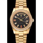 Super Clone Rolex Day-Date Black Dial 1454101 36 mm — dial close-up