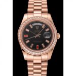 Super Clone Rolex Day-Date Black Dial 1454102 40 mm — dial close-up