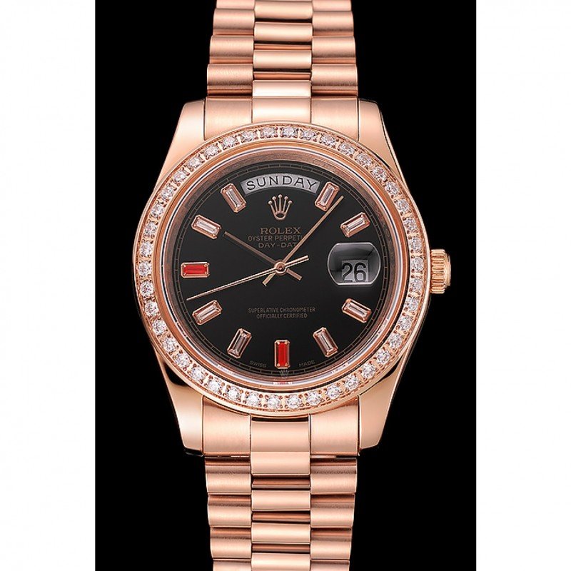 Super Clone Rolex Day-Date Black Dial 1454102 40 mm — dial close-up