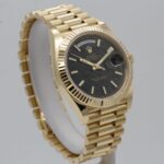 Super Clone Rolex Day-Date Black Dial 228238 40 mm — on leather display