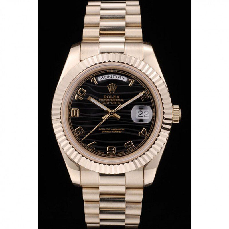 Super Clone Rolex Day-Date Black Dial 41998 40 mm — dial close-up