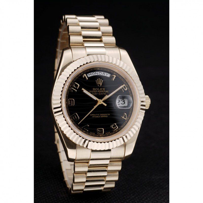 Super Clone Rolex Day-Date Black Dial 41998 40 mm — case and bezel