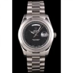 Super Clone Rolex Day-Date Black Dial 80294 40 mm — dial close-up