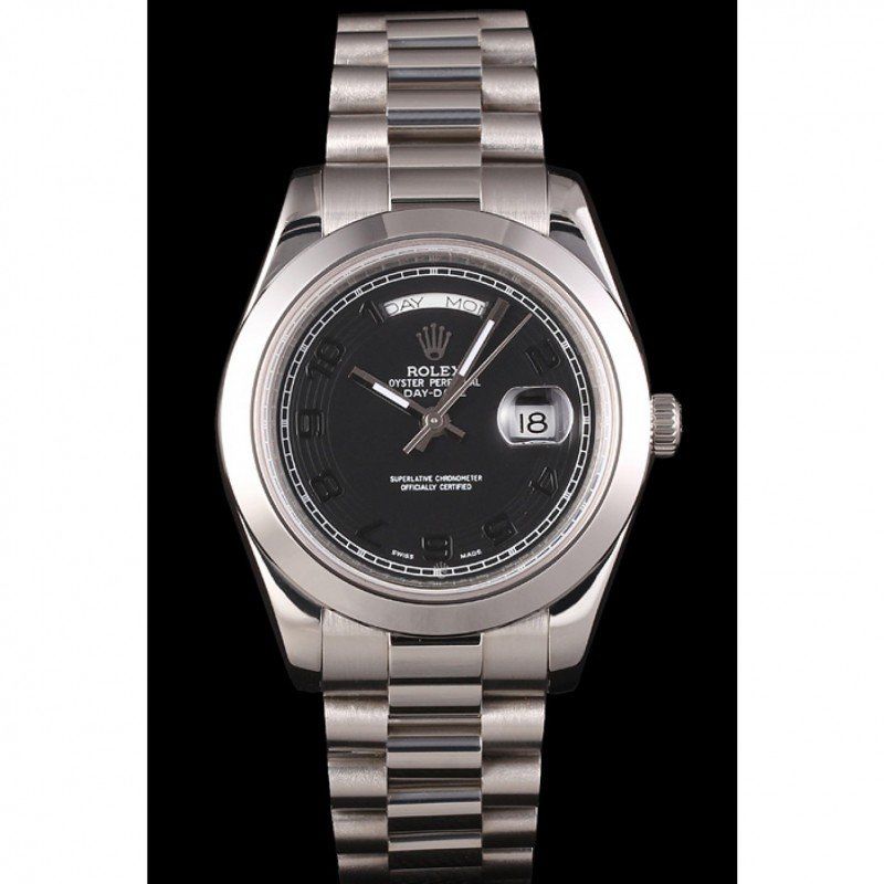 Super Clone Rolex Day-Date Black Dial 80294 40 mm — dial close-up
