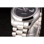 Super Clone Rolex Day-Date Black Dial 80294 40 mm — on leather display