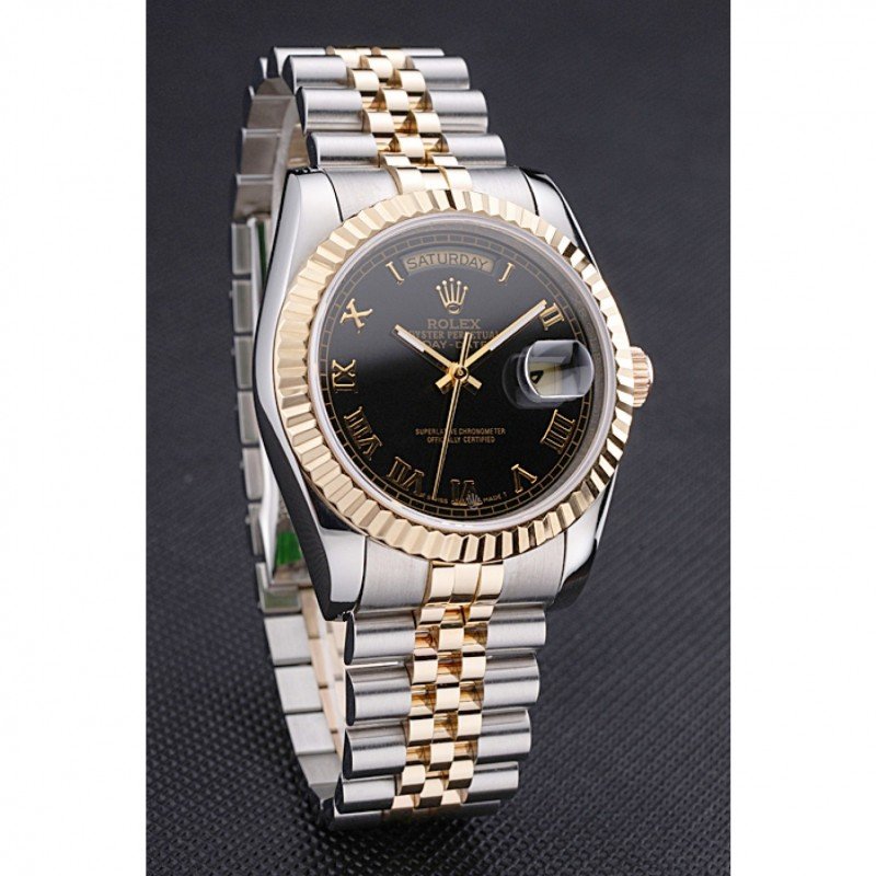 Super Clone Rolex Day-Date Black Dial SRL78 36 mm — case and bezel