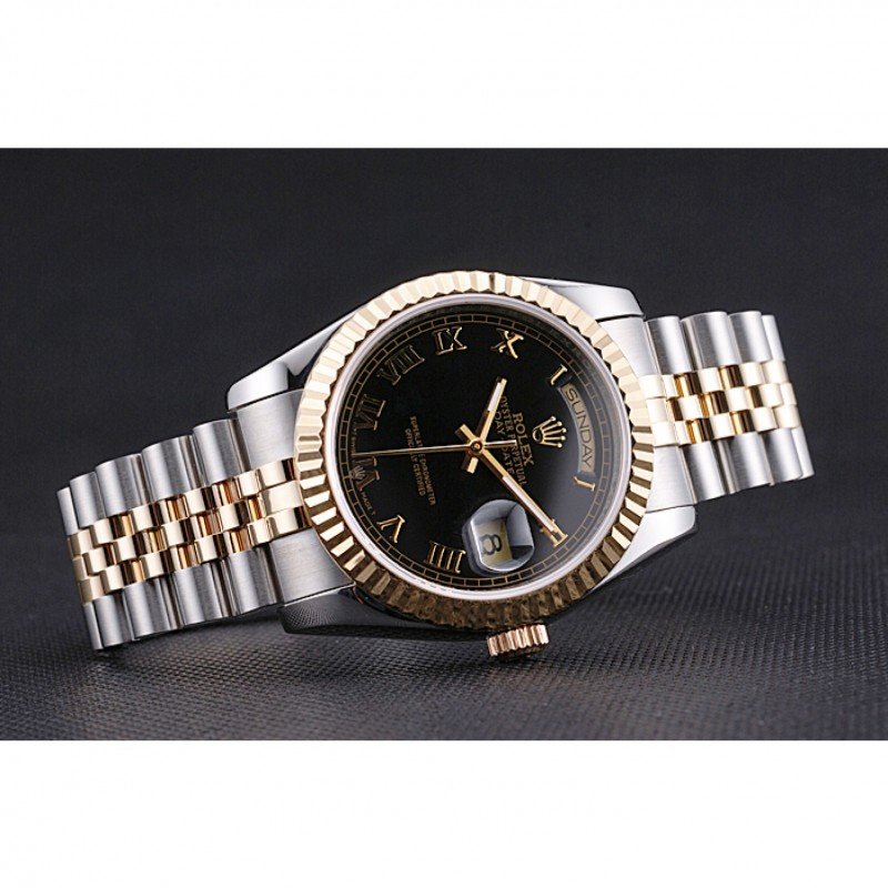 Super Clone Rolex Day-Date Black Dial SRL78 36 mm — bracelet detail