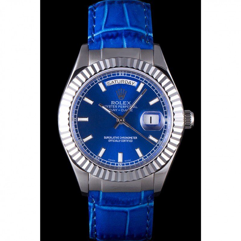 Super Clone Rolex Day-Date Blue Dial 621490 35 mm — dial close-up