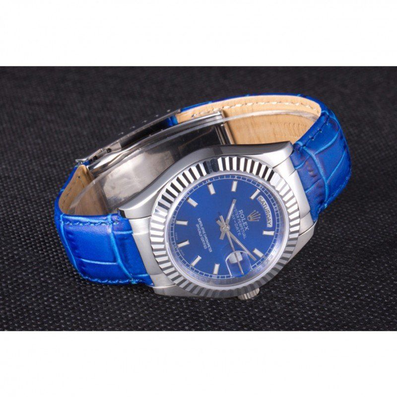 Super Clone Rolex Day-Date Blue Dial 621490 35 mm — bracelet detail