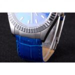 Super Clone Rolex Day-Date Blue Dial 621490 35 mm — on leather display