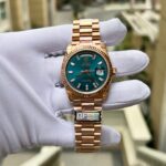 Super Clone Rolex Day-Date Blue-Green Diamond Dial 128235-0085 36 mm — dial close-up