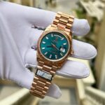 Super Clone Rolex Day-Date Blue-Green Diamond Dial 128235-0085 36 mm — case and bezel