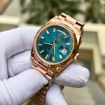 Super Clone Rolex Day-Date Blue-Green Diamond Dial 128235-0085 36 mm — side profile