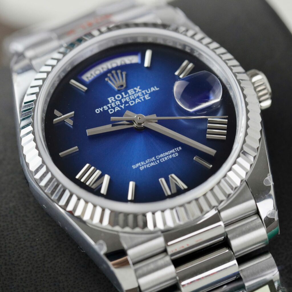 Super Clone Rolex Day-Date Blue Ombré Dial 128239-0063 36 mm — side profile