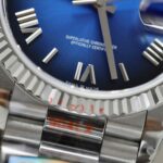 Super Clone Rolex Day-Date Blue Ombré Dial 128239-0063 36 mm — on leather display