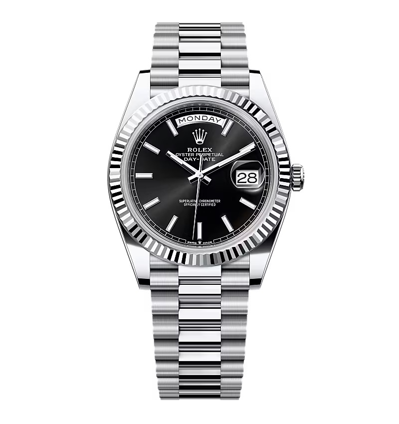 Super Clone Rolex Day-Date Bright Black Dial 228236-0003 40 mm