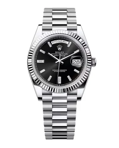 Super Clone Rolex Day-Date Bright Black Diamond Dial 228236-0004 40 mm – Swiss SuperClone