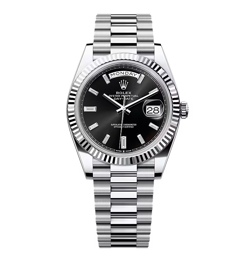 Super Clone Rolex Day-Date Bright Black Diamond Dial 228236-0004 40 mm