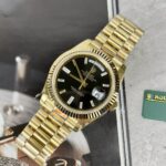 Super Clone Rolex Day-Date Bright Black Diamond Dial 228238-0004 40 mm — dial close-up