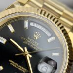 Super Clone Rolex Day-Date Bright Black Diamond Dial 228238-0004 40 mm — side profile