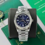 Super Clone Rolex Day-Date Bright Blue Diamond Dial 128239-0069 36 mm — dial close-up